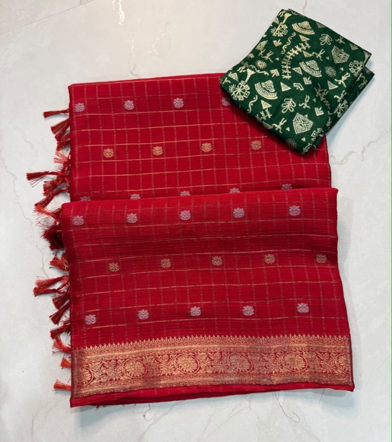 Tew Chinon Crepe Silk Fancy Sarees